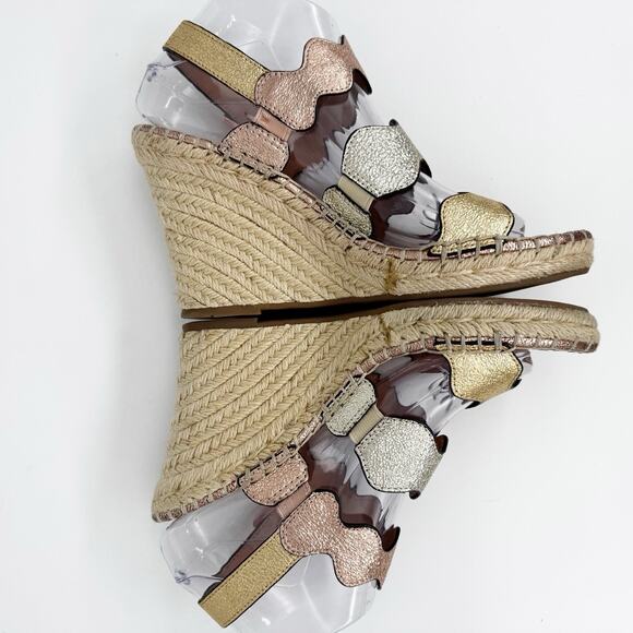 Marc Fisher Womens Karida Espadrille Wedge Sandal Size 8.5 Metallic Gold Silver - Picture 5 of 10